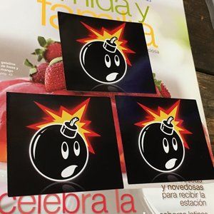 (3) the hundreds square stickers glossy black adam bomb art sticker lot